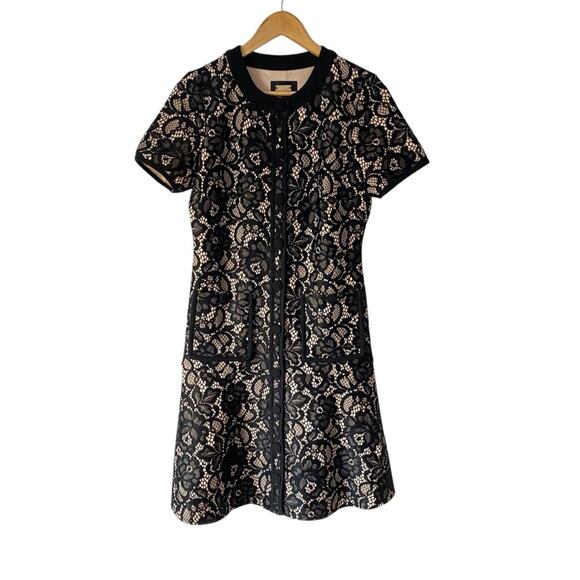 Alexia Admor Brecken Lace Dress Black Nude Button Front size 6 - Picture 4 of 11